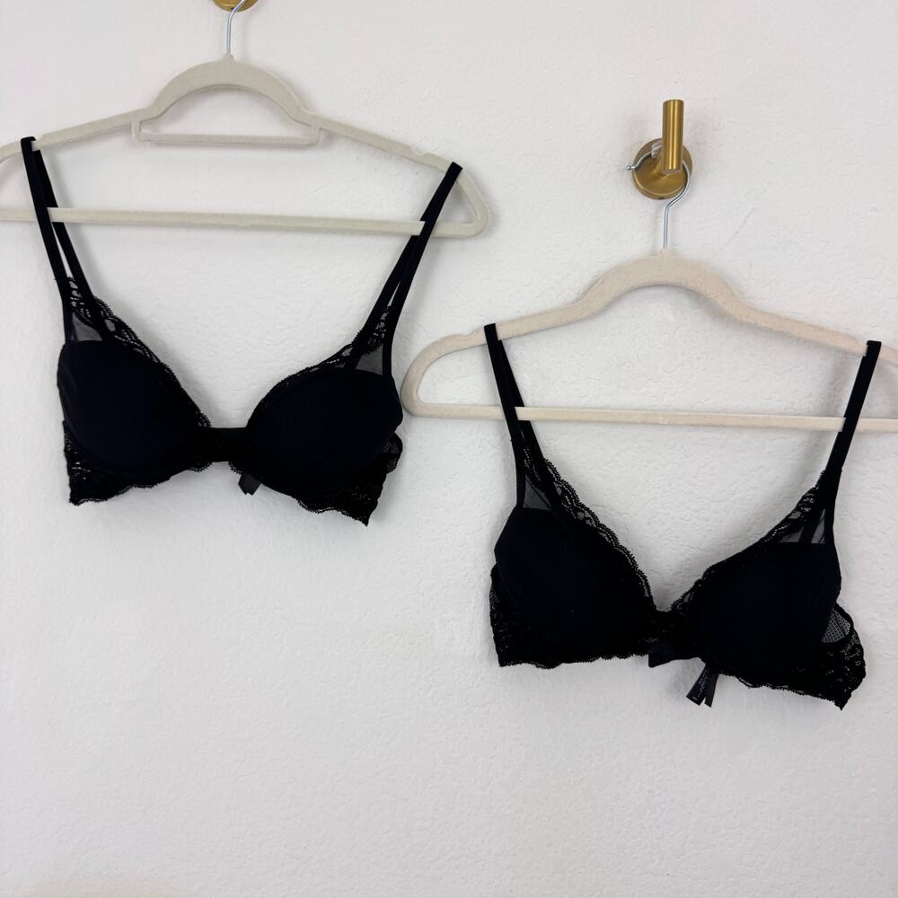 Natori Womens Underwire Lace Bra Bundle Size 36A Neutral Sexy Date Black